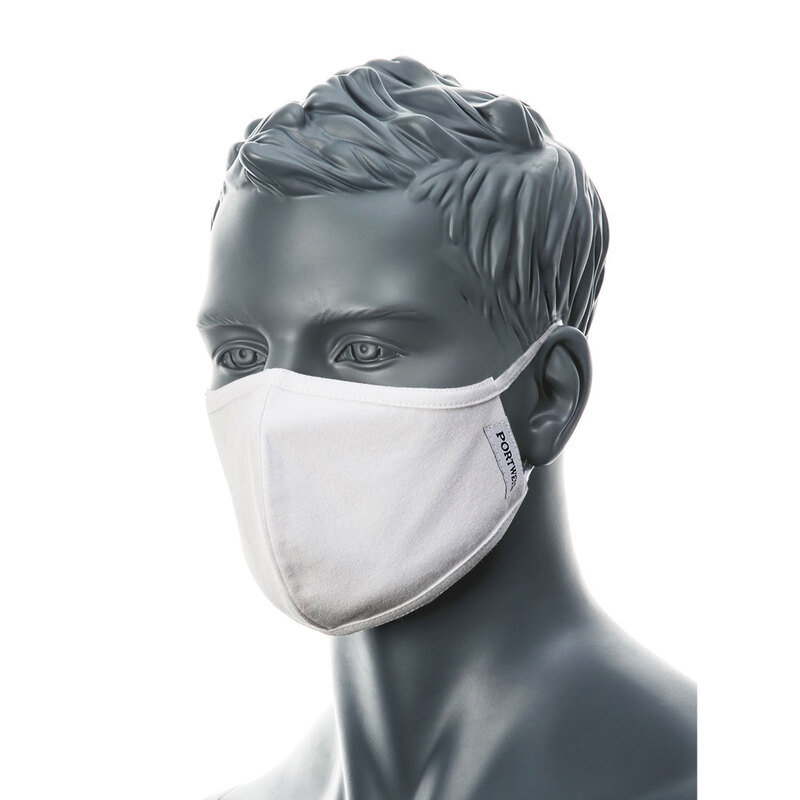 Portwest 2-Ply Anti-Microbial Fabric Face Mask (Pk25)